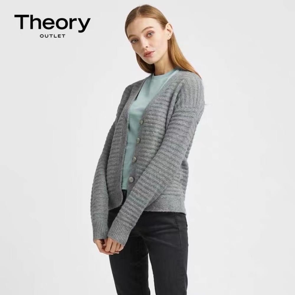 NWT Theory V-Neck Button Cardigan Gray Size S